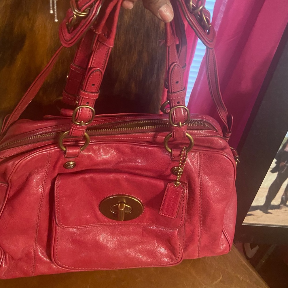 Large Raspberry Authentic Coach Purse. $75.00 - image 1
